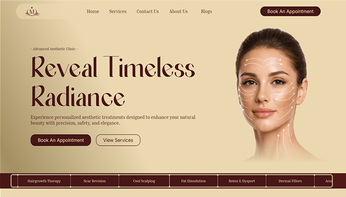 Hero Section of Medivelle Aesthetic Clinic Website