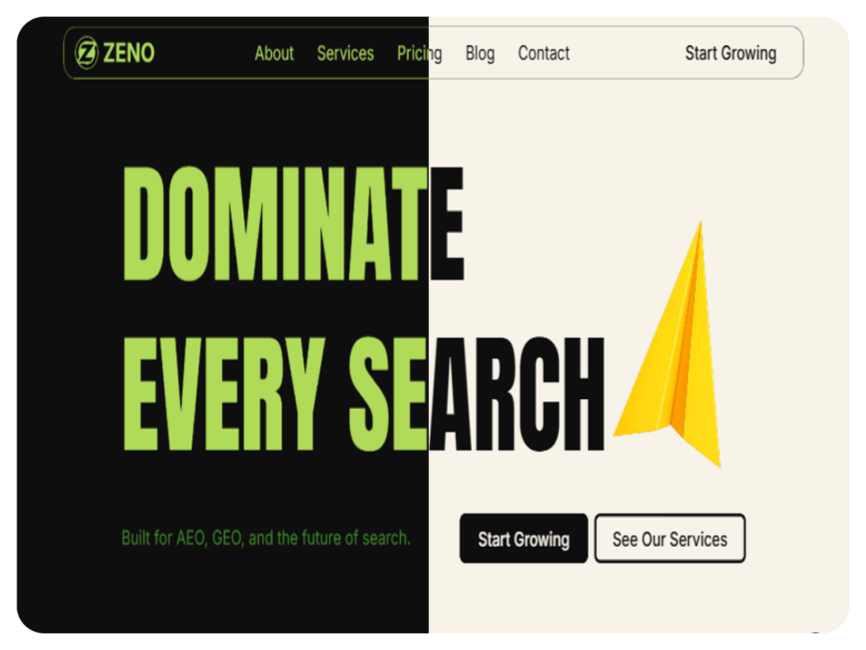 ZENO — AEO,GEO, SEO Marketing Agency landing page