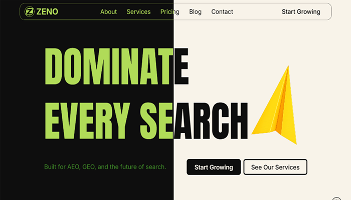 Hero Section of ZENO Studio - AEO, SEO, and GEO Marketing Agency